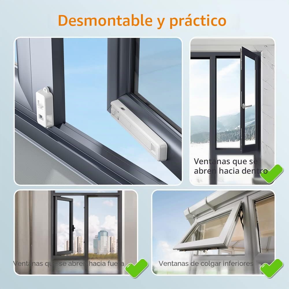 SAFELON Ajustable Ventana Gap Tamaño Bebé Seguridad Ventana Restrictiva, Cerradura de Seguridad a prueba de Niños para Niños y Mascotas, Fácil de Instalar y Usar (2 PCS, Blanco)