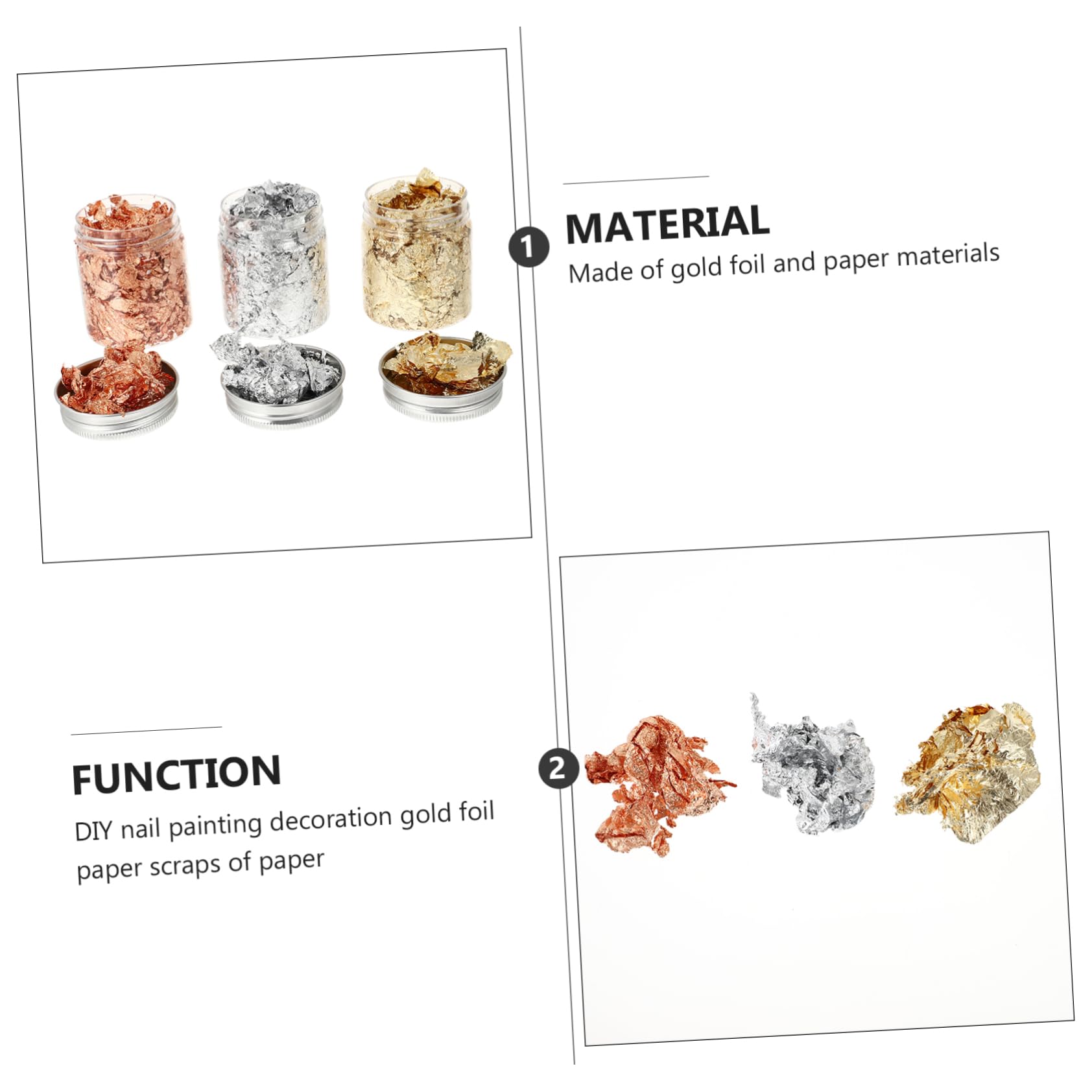 2 Juegos Papeles de Foil para Decoración de Uñas Accesorios de Manicura con Pinzas de Bambú para Diy y Salones de Manicura