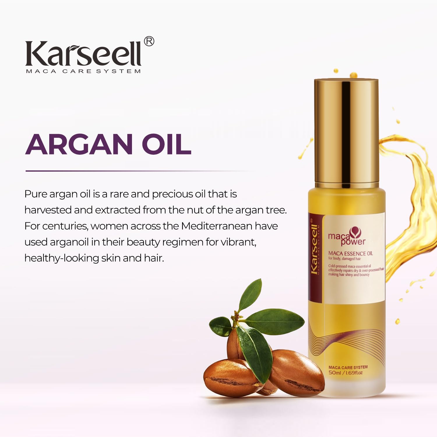 Karseell Purple Hair Mask with Hair Oil Moroccan Argan Oil Set - Image 4