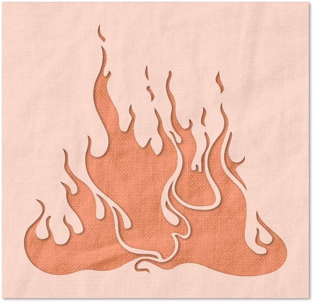 Stencil Stop Flames Stencil - Reusable for DIY Projects, Painting, Drawing, Crafts - 14 Mil Mylar Plastic (18 x 17.25 inches)