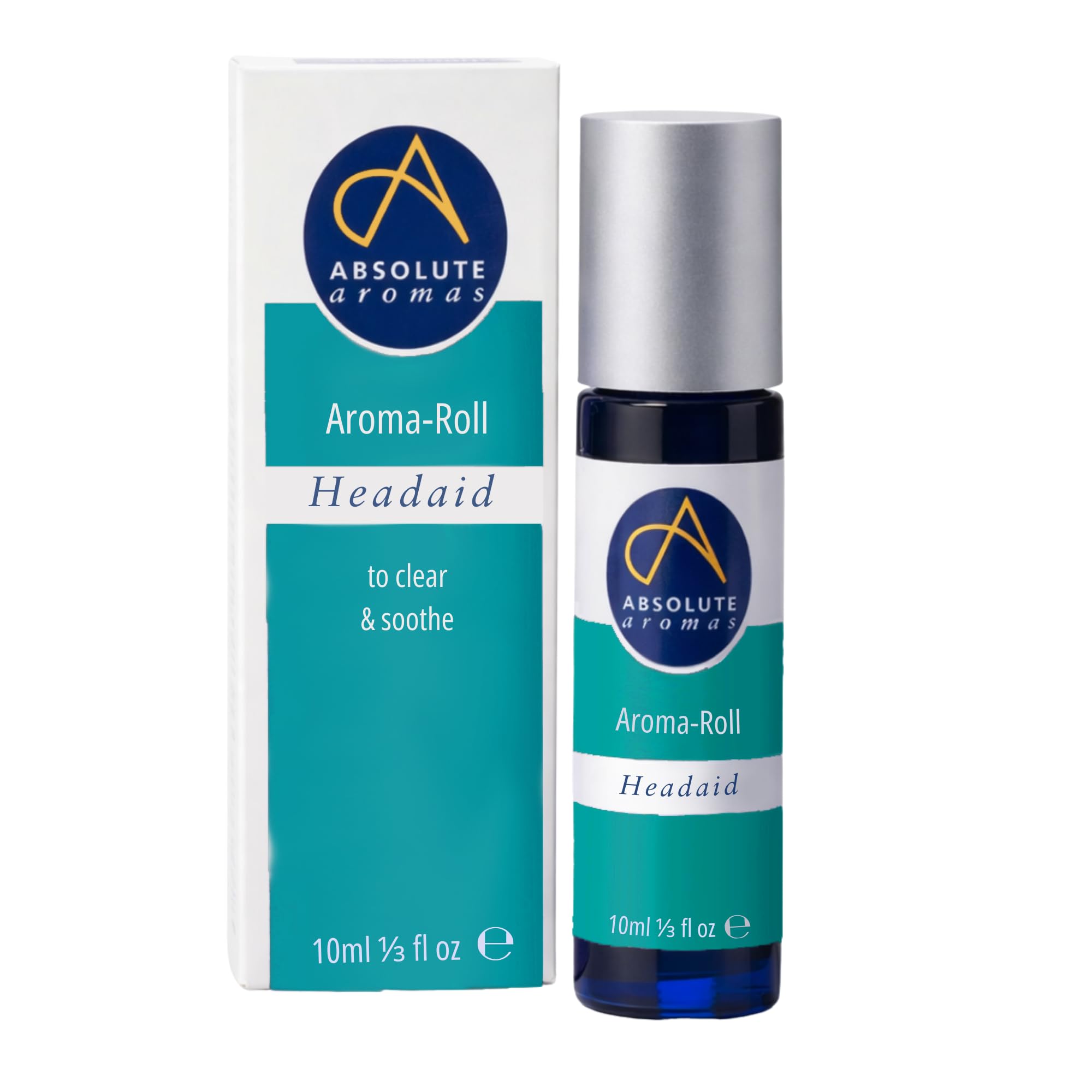 Absolute Aromas Headaid Aroma-Roll Roller Ball - Contains 100% Pure, Natural Essential Oils - Lavender, Peppermint & Chamomile - Instant Relief for Tense, Nervous Heads