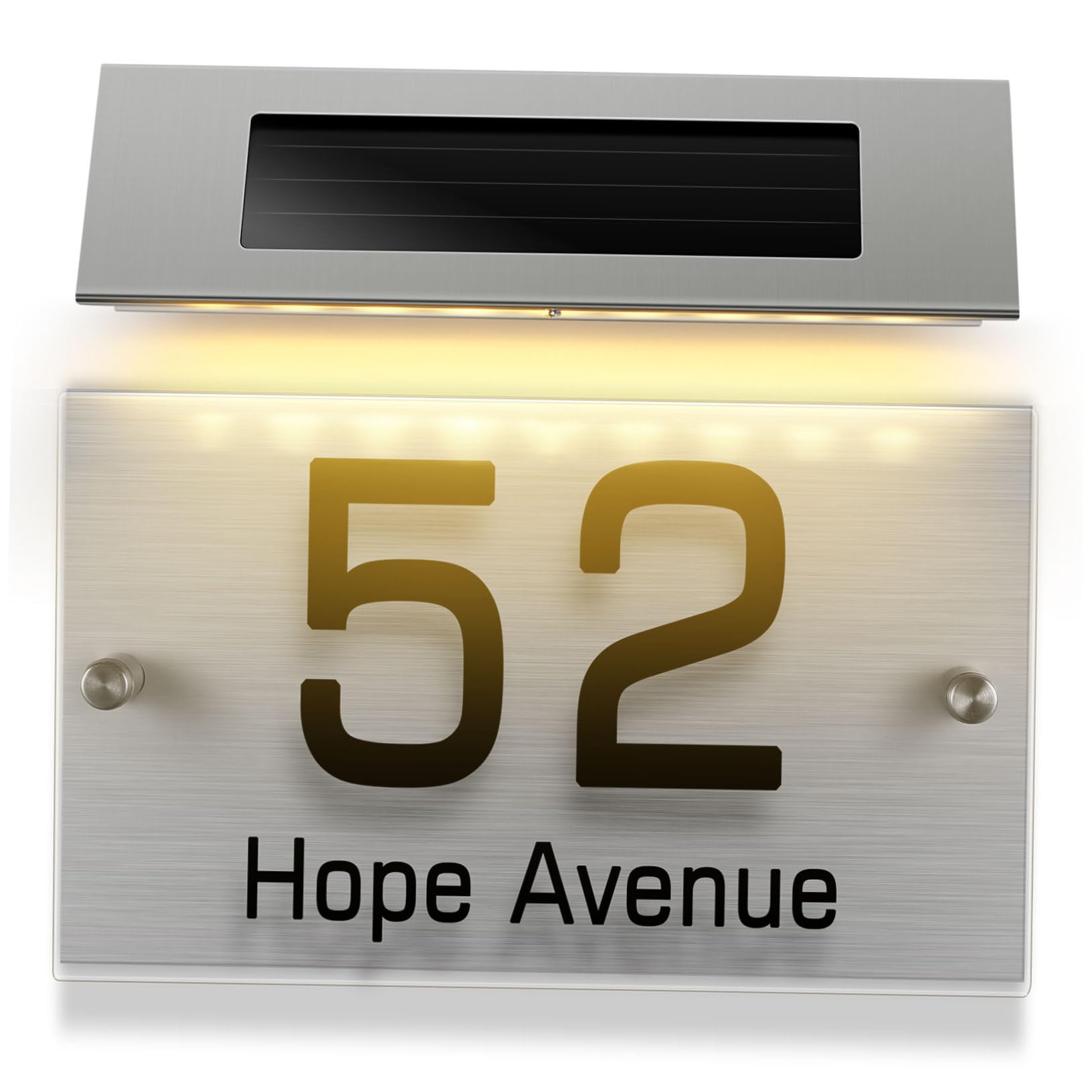 iplusmile Lampada Solare da Esterno con Numeri Civici LED Colori Pannello Acrilico Personalizzabile Luce LED per Indicazione Indirizzo Notturna Facile Installazione Risparmio Energetico per