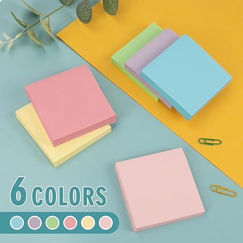 Miniatura 3 de Sticky Notes 3x3 Small Self-Stick Pads, 48 Pads in 6 Pastel Colors, Cute Sticky Notes, Adhesive Memo Pads for Office, Home, School, Meetings, 100