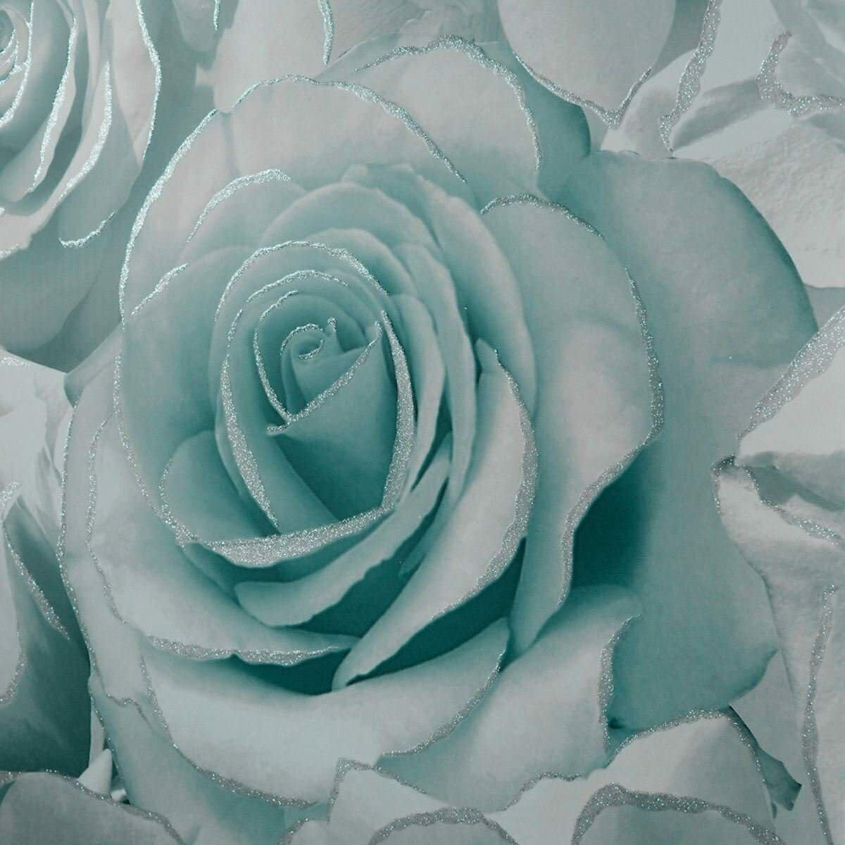 MURIVA MADISON ROSE GLITTER FLORAL WALLPAPER AQUA BLUE GREY 139523