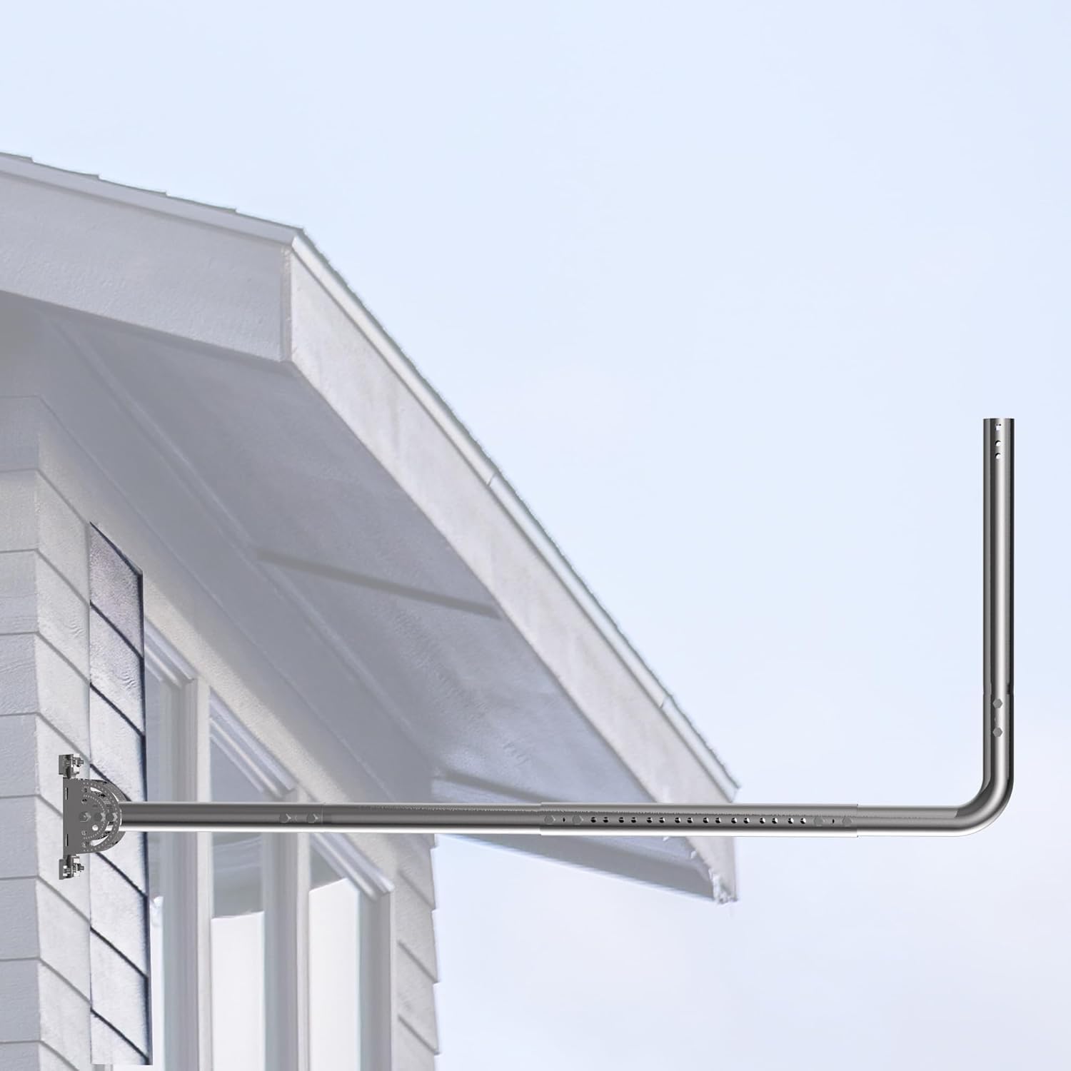 Staffa per antenna con lunghezza e altezza regolabili, adatta per grondaie lunghe e pareti, dotata di gomito a 90°, ideale per antenne TV da esterno, antenna Starlink, ripetitori WiFi e altro