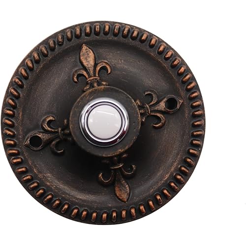 Rubbed Bronze Traditional Round Doorbell, Wired Doorbell Button, Decorative Doorbells for home