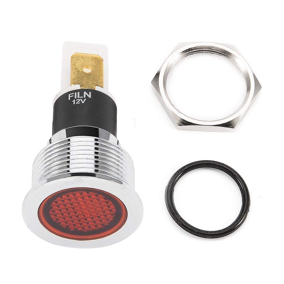 KTM Healthcare® Red : DC 12V 19mm Thread Push-in Mount Stainless Steel Red Flat Head LED Signal Indicator Light-image-21