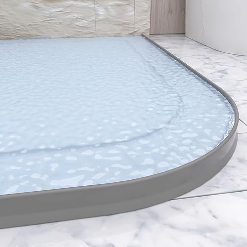 Miniatura 57 de Raycity Presa de agua de umbral de ducha de 3 pulgadas de alto, 59 pulgadas, plegable, protector contra salpicaduras de agua para regadera sin Gris