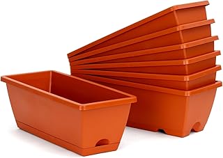 Bamworld 7 Pcs Window Box Planter, 43 cm Rectangle Flower Box with Drain...