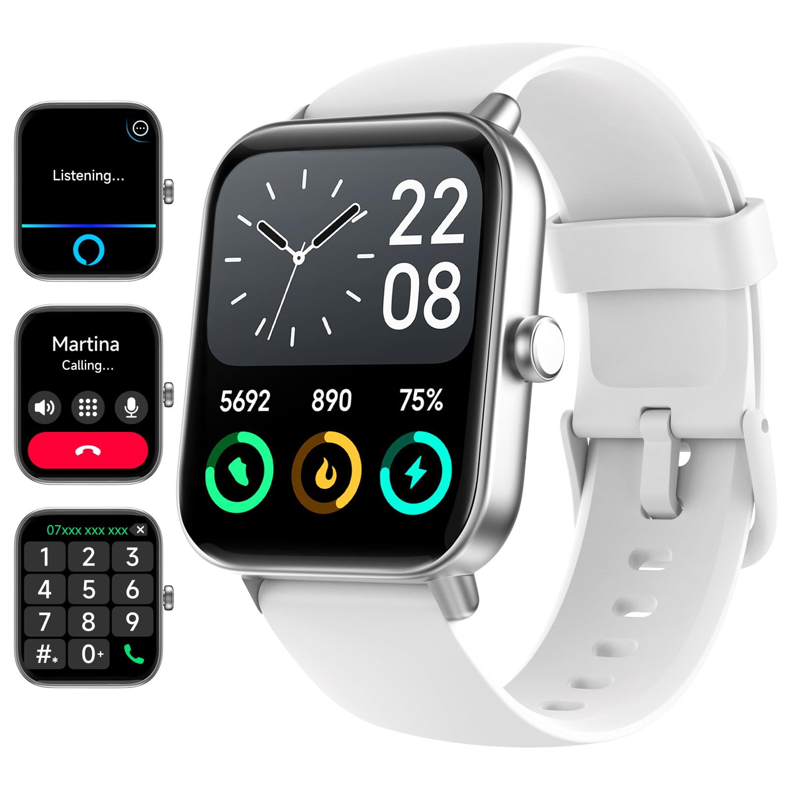 aeac Smart Watches for Women Men Android &amp; iPhone, Alexa Built-in, 1.8" Touch Screen Fitness Tracker with Answer/Make Calls, IP68 Waterproof Heart Rate/Sleep/SpO2 Monitor, Pedometer, 110+ Sport Modes