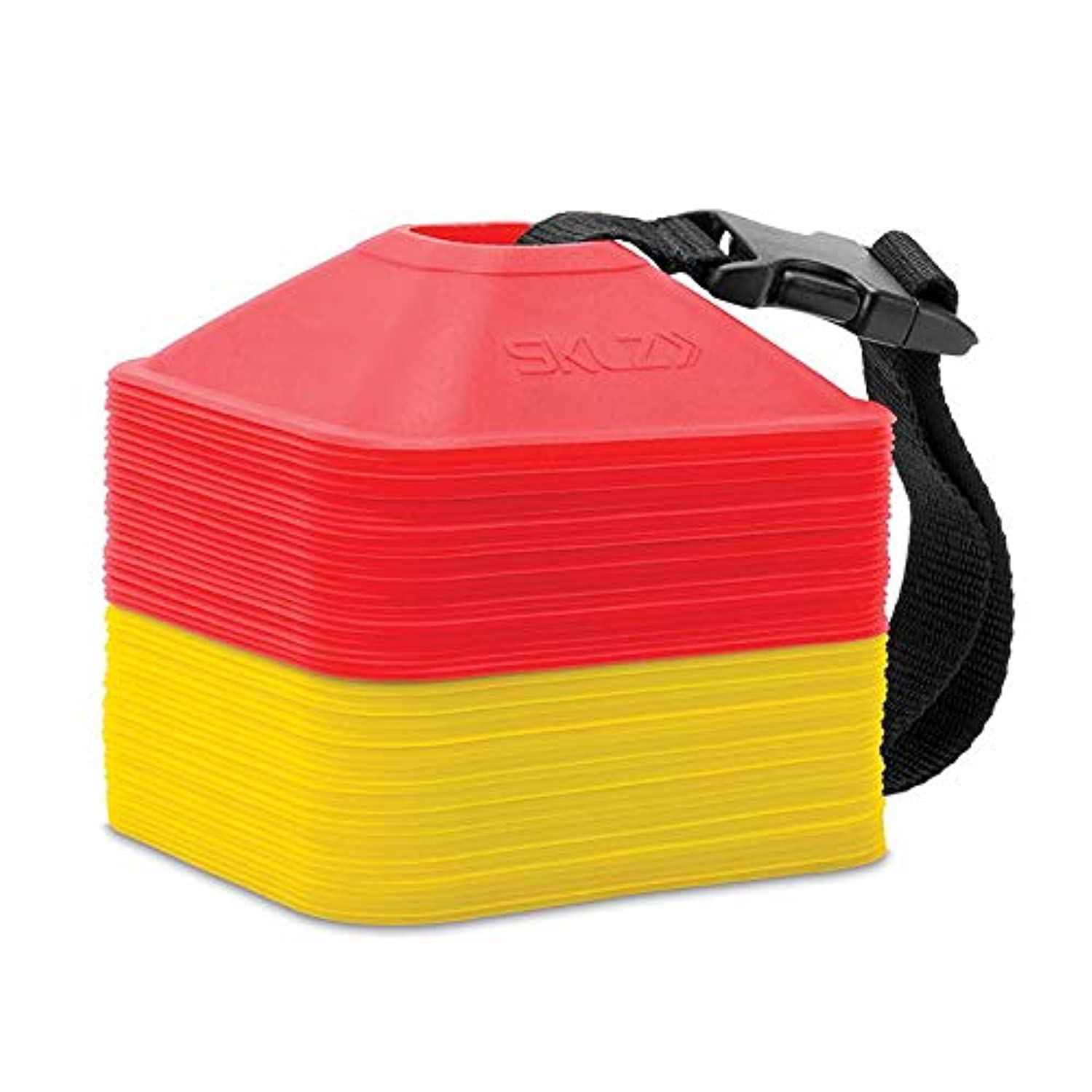 Mini Cones - Square Base High-Visibility Mini Cones And Comes With Carry Strap (50 Pack), Yellow And Red