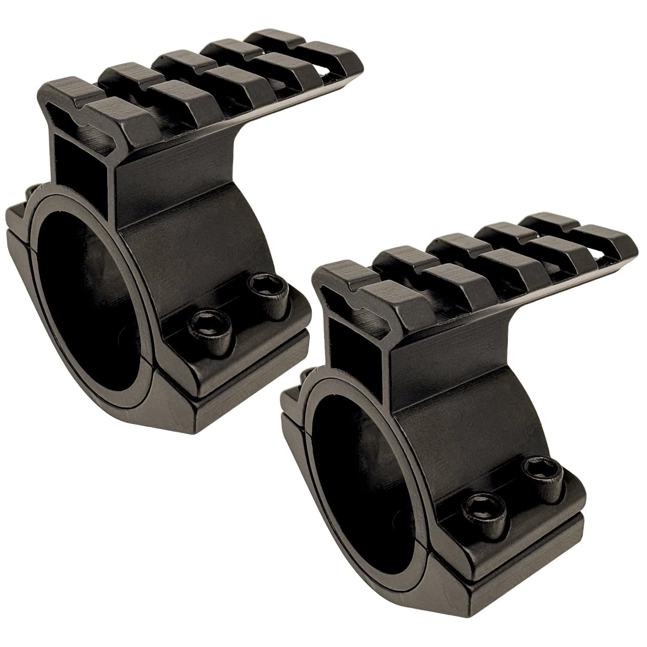 2Pack Tubular Clamp Scope Mounts, 1 inch/25.4mm and 1.18 inch/30mm Scope Ring Adaptor, with Rail Ribbed, 4 Slots, Fit for Laser Sight Optics and Tactical Light Flashlight