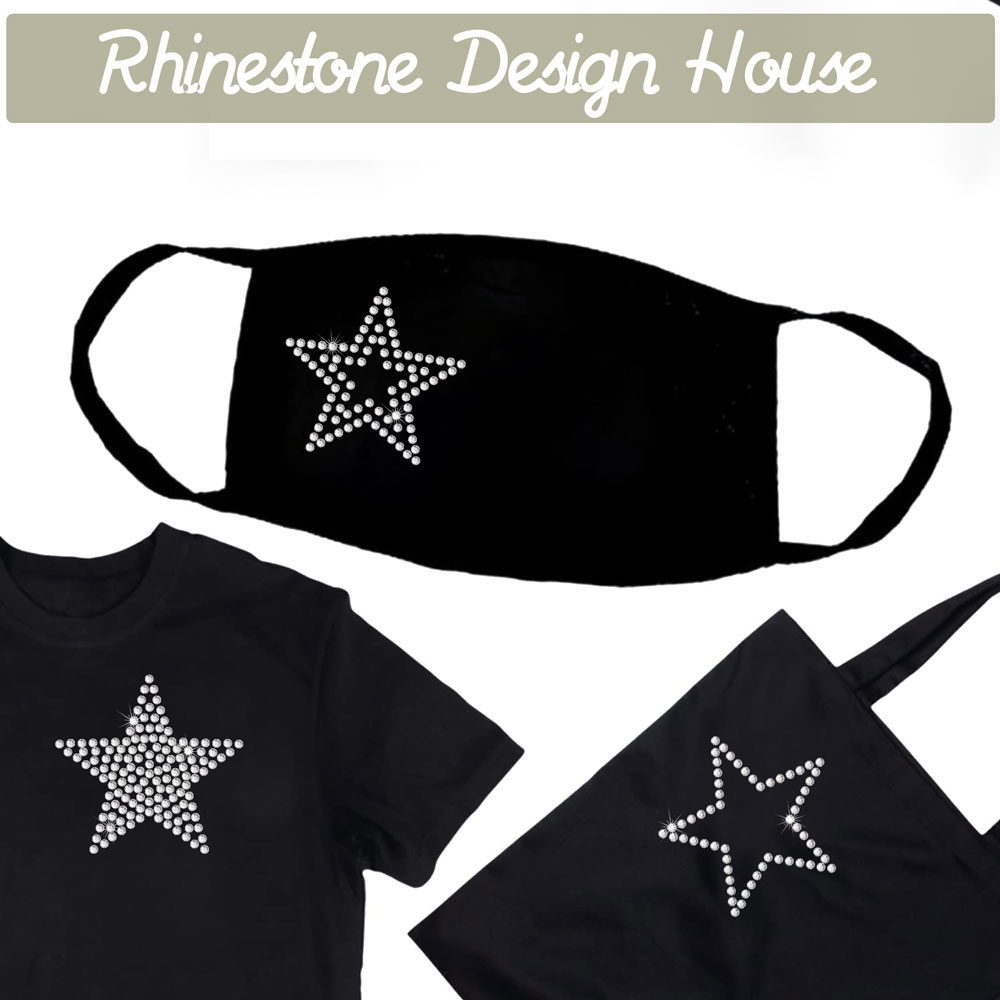 12 Pieces Star Crystal Rhinestone Iron-on Decal Transfer DIY