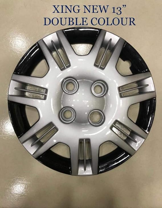 Sparedeals Wheel Covers Black and Silver Colour for Hyundai Santro Xing 13 Inches (Set of 4