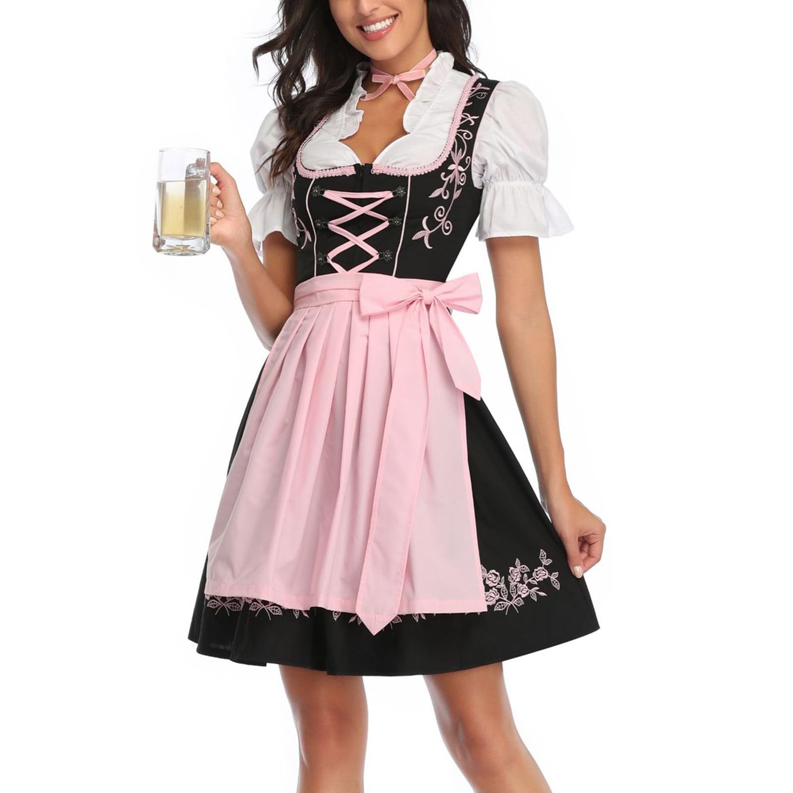 Dirndl & Dirndl-Sets Für Damen Kurzarm Trachtenrock Trachtenmode Tachtenkleid Billig Spitze Germandress Dirndl Lang Oktoberfest Und Feierlichkeiten