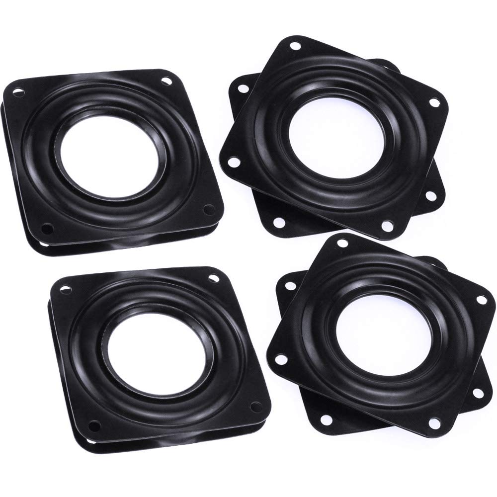 4 Pcs Piastra Cuscinetti Girevole 360 Gradi Piastra Girevole Lazy Susan Piastra Cuscinetto Rotante 3 Pollice Piastra con Cuscinetto Rotante per TV Tavolo,Forno,Sgabelli(Nero)