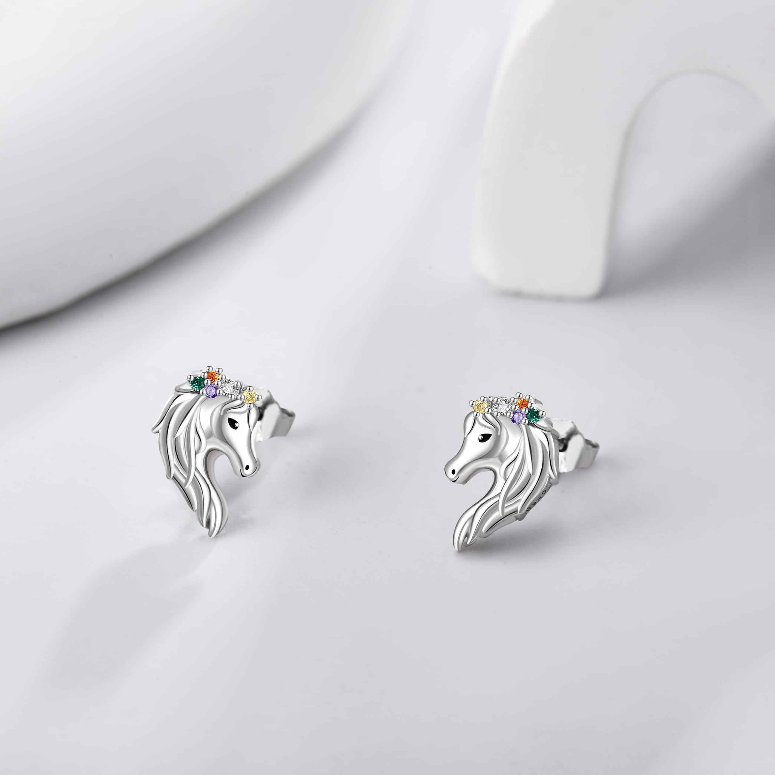 POPLYKE Pferd Axolotl Ohrringe für Mädchen Damen 925 Sterling Silber Axolotl Pferd Schmuck Tier Ohrstecker Geburtstag