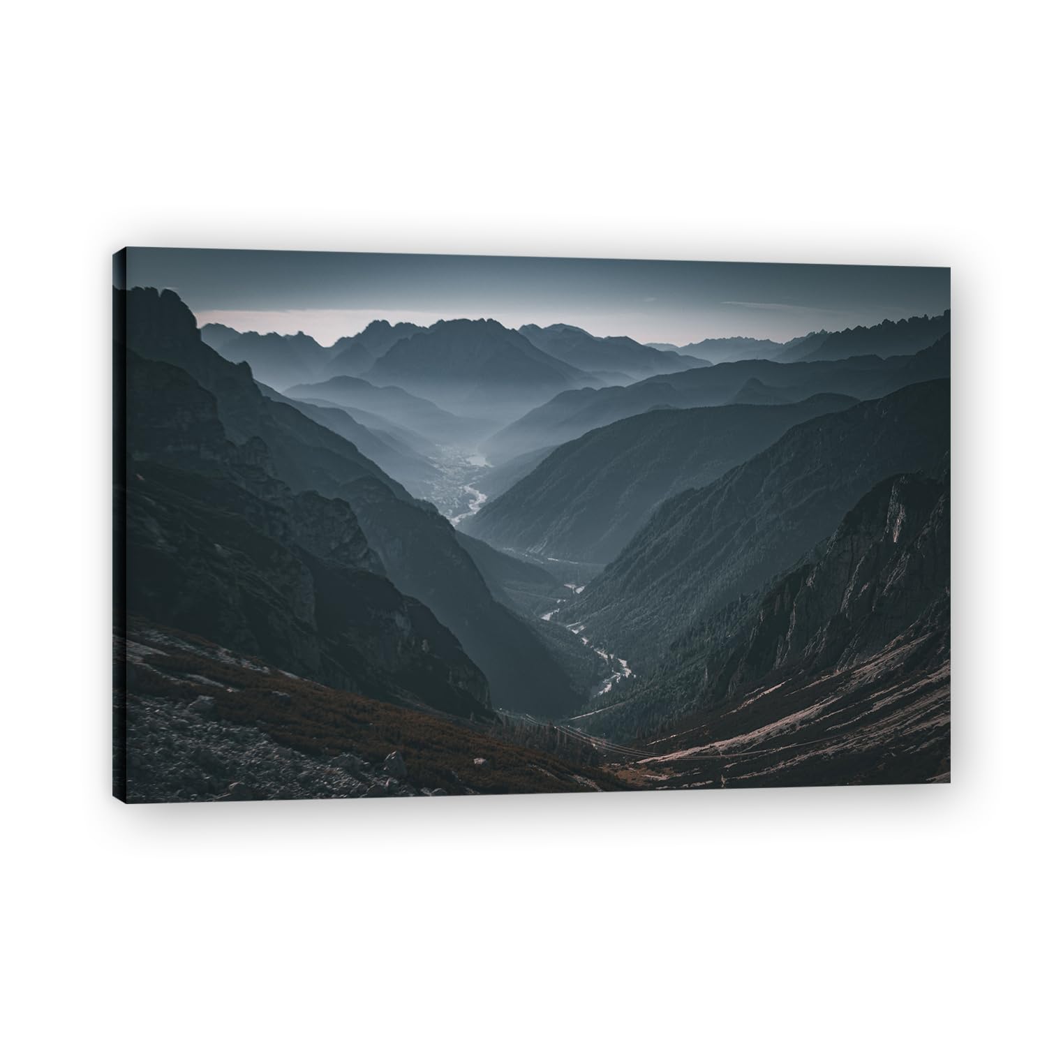 VHdfgTY Along The Mountain StreamMountain Landscape Wall Art Canvas Print Nature Scenery for Living Room 60x90cm Framed