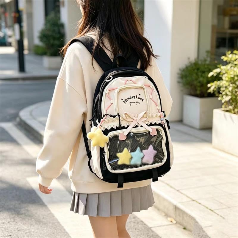 Ciondolo Stella Zaino Nylon con Volant a Contrasto