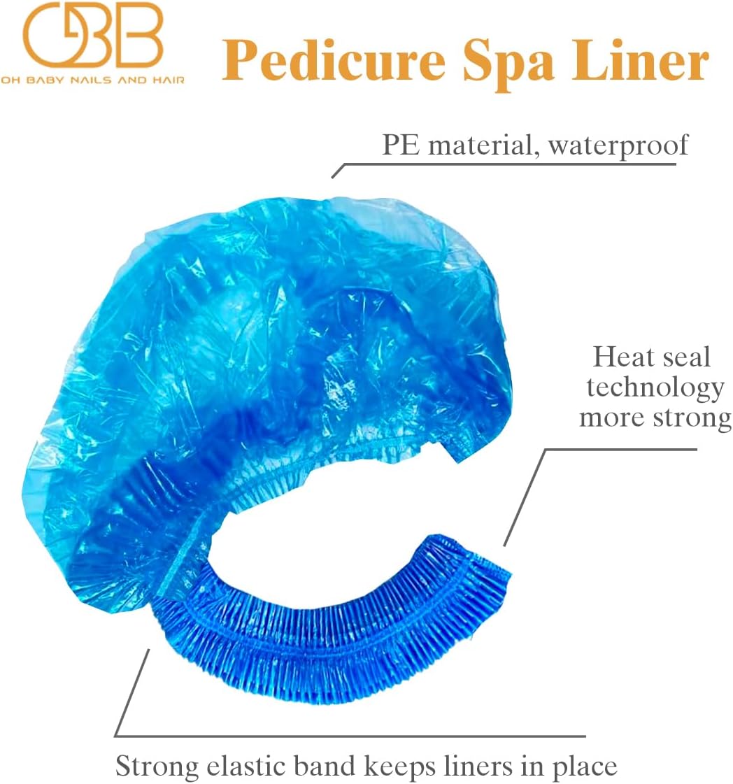 Oh Baby Nails Pedicure Liners Disposable 400 Count, Blue 48" x 48" x 9.5 Mic – Spa Pedicure Bowl & Foot Bath Liner Bags for Pedicure Chairs, Fit All Pedicure Tubs