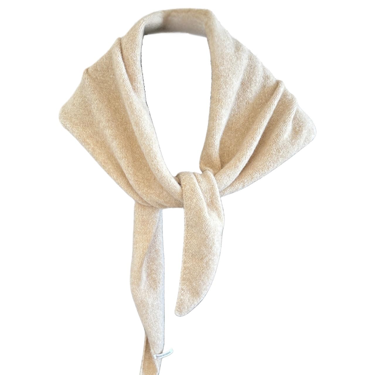 ThiCc Knitted Triangle Scarf for Women - Y2k 5% Cashmere Blend Warm Neck Warmer Minimalist Triangle Shawl Soft Cozy Headscarf for Fall Winter Old Money Aesthetic Neckerchief (White)