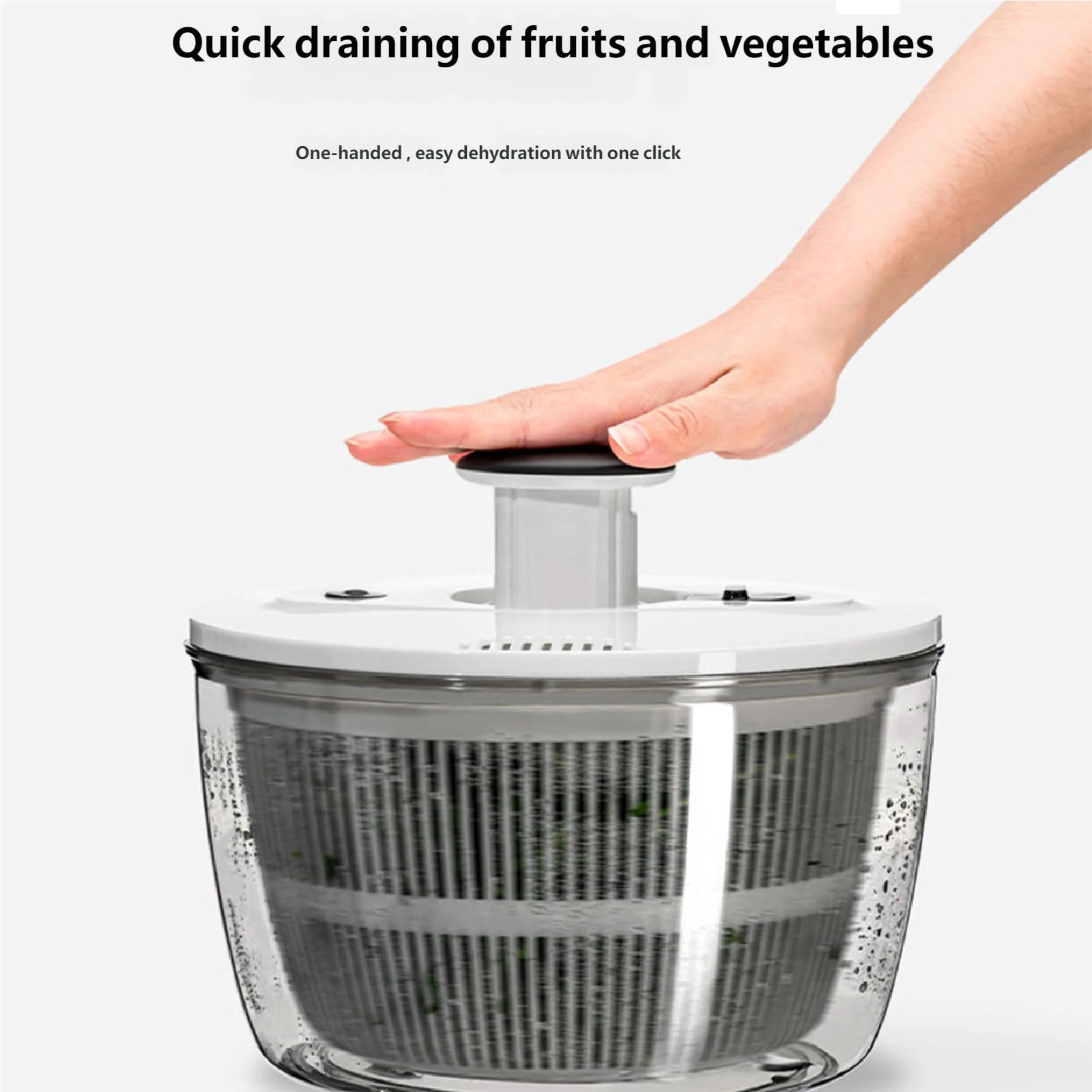 Asciugatrice per insalata, tecnologia rapida, struttura in plastica per una rimozione efficiente dell'acqua, interfacce facili da usare, trucioli di verdure per la cucina domestica