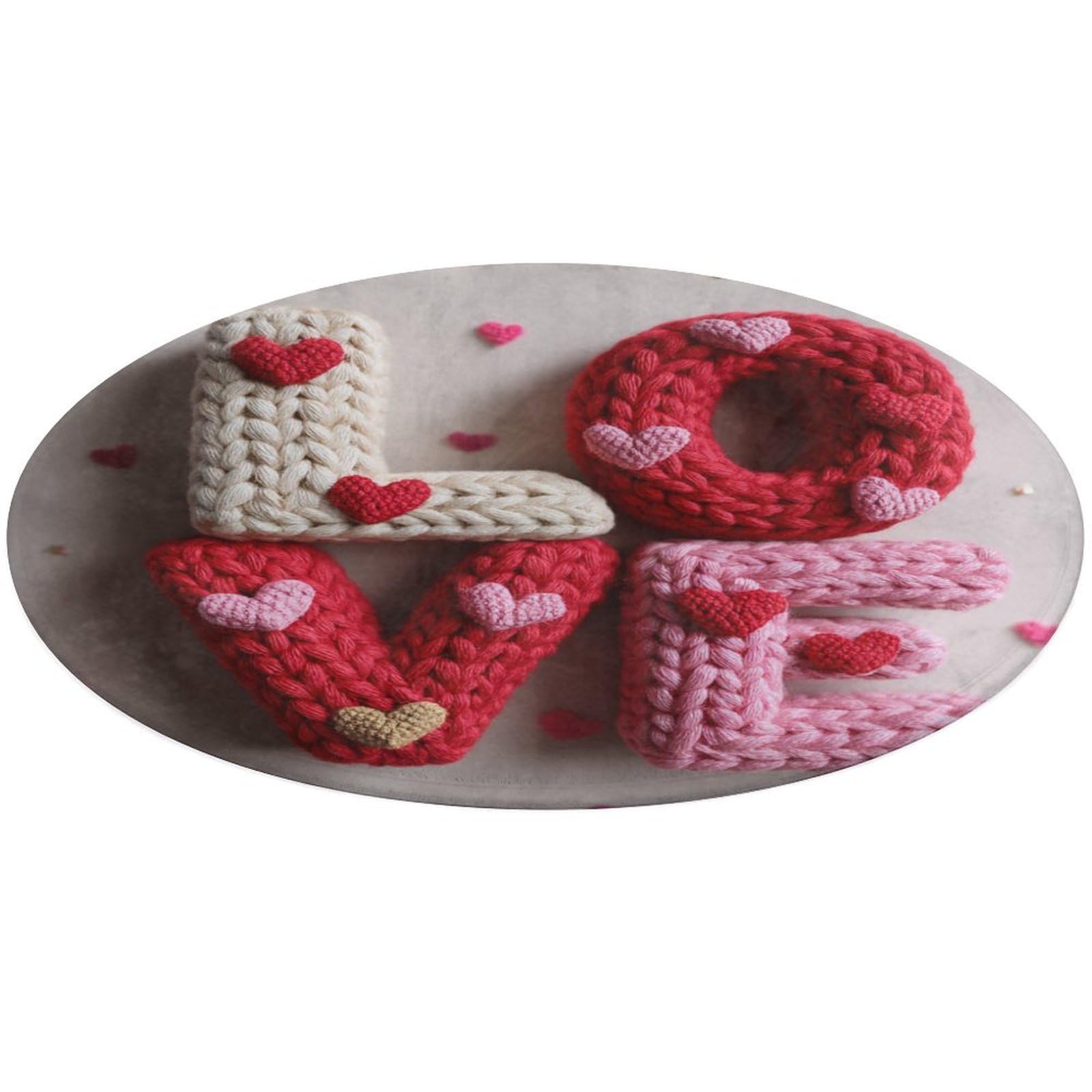 Grand tapis rond moderne Love rose et rouge 90 cm pour une ambiance chaleureuse