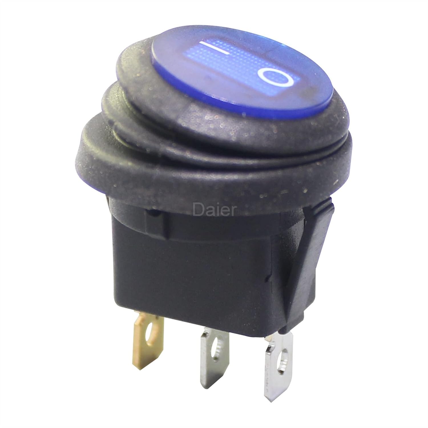 5Pcs 12V 20A KCD1 Rocker Switch LED Lighted Round ON/Off 3 Pins Toggle for Marine Car RV Truck(12V Blue LED)