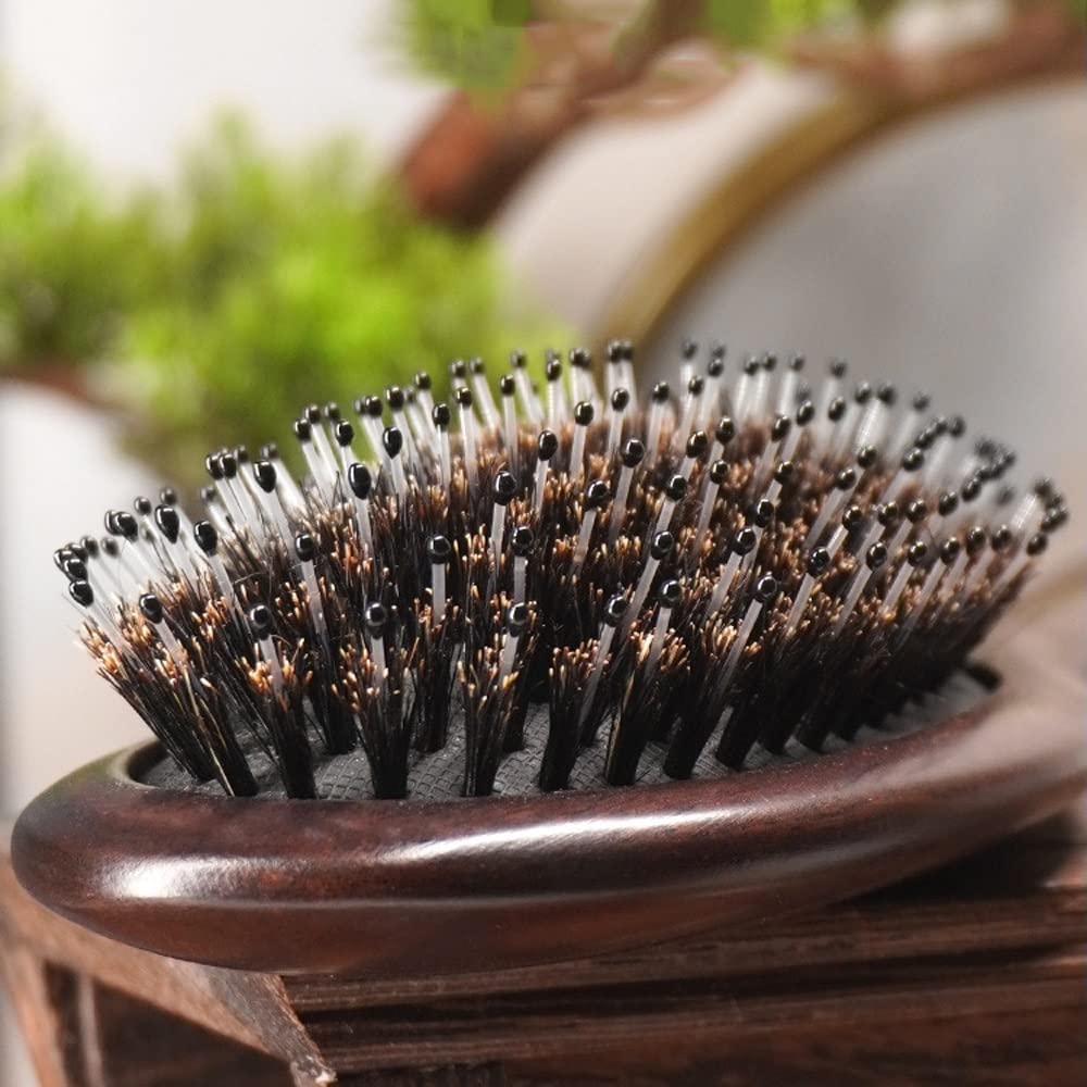 Cepillo de pelo de cerdas de jabalí para mujeres, hombres, niños, cepillo de cerdas de jabalí y nailon para cabello húmedo/seco, alisado, desenredante, restaura el brillo y la textura (tamaño