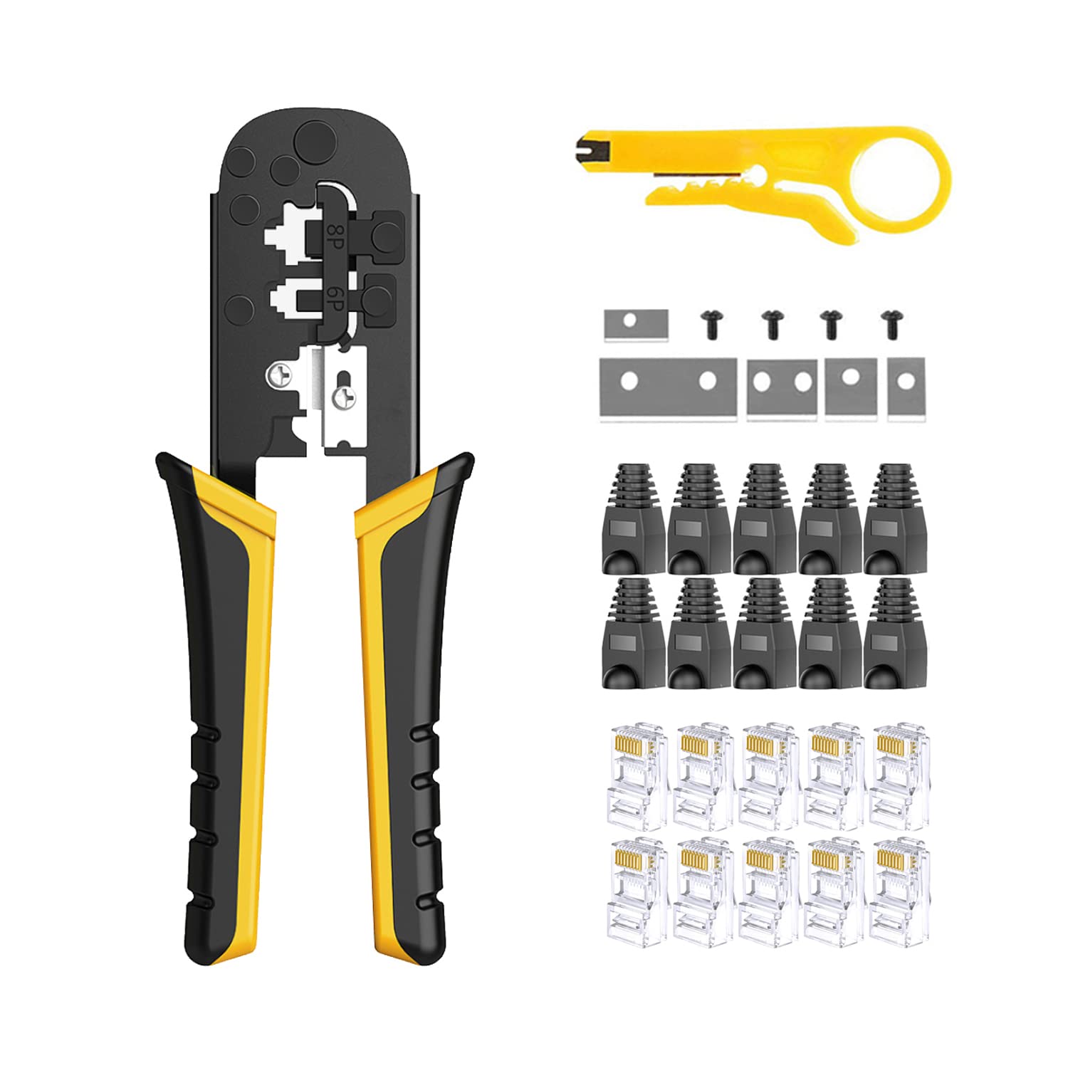 Résoudre les déconnexions internet avec l'ensemble d'outils à sertir RJ45 jaune