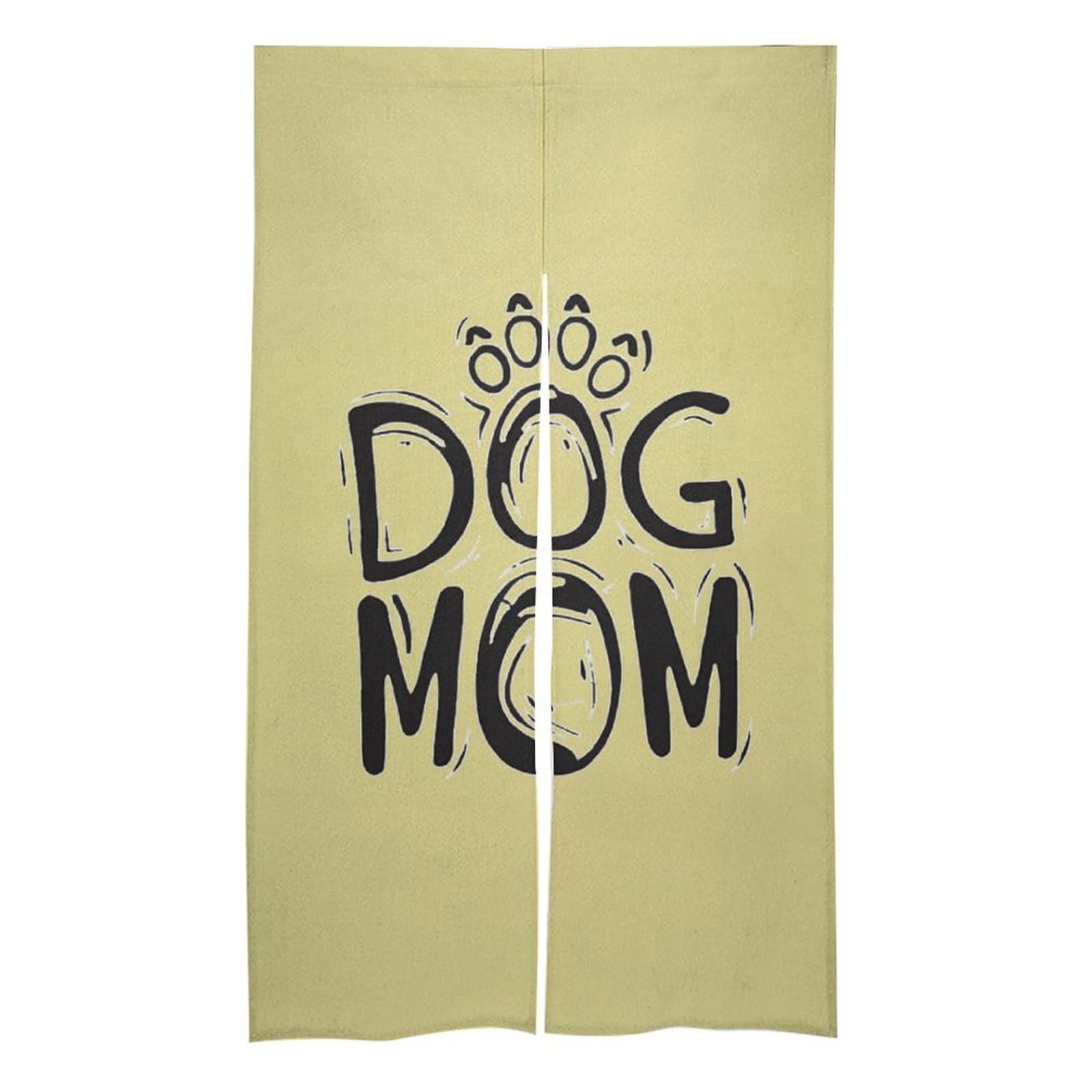 Dog Mom Noren Doorway Split Shower Curtain Long Type Window Treatment for Privacy Partition Divider