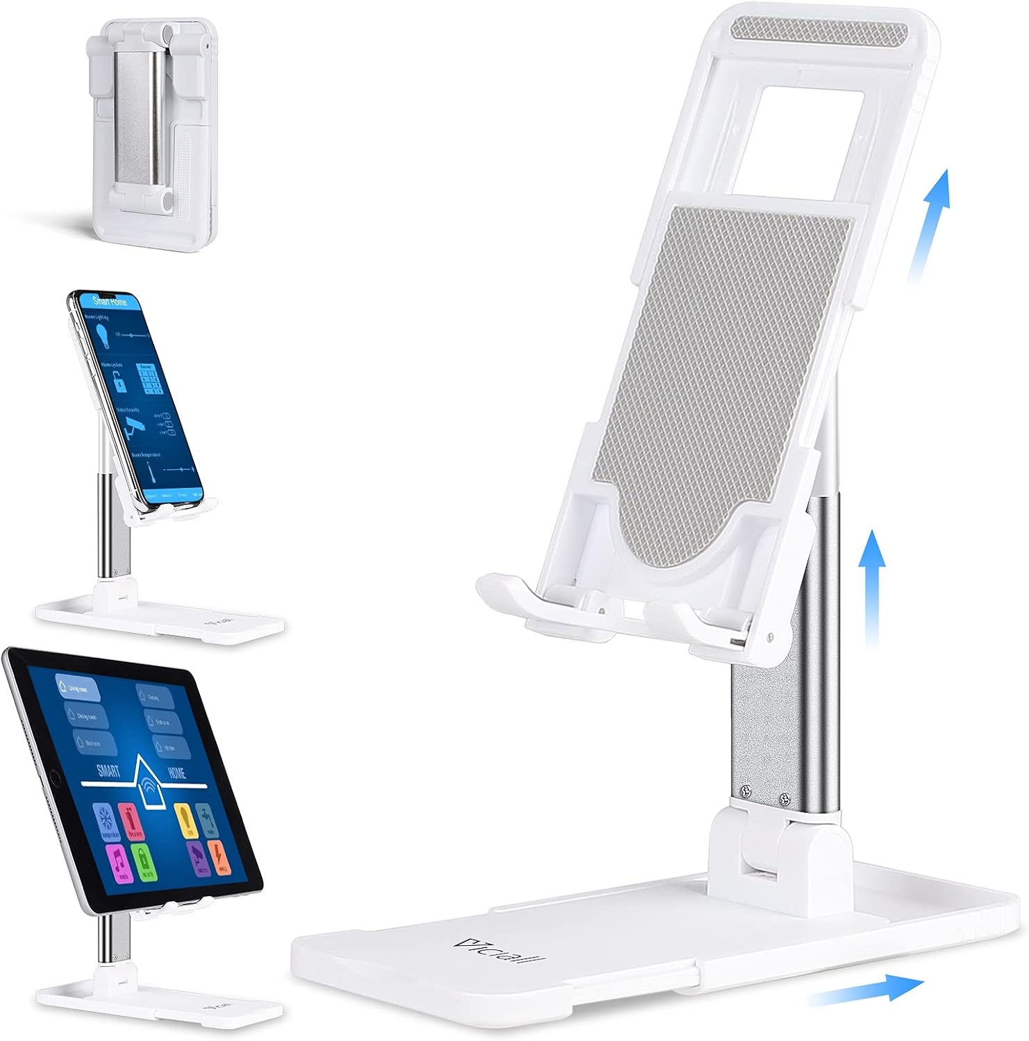 VICIALL Cell Phone Stand, Angle Height Adjustable Cell Phone Stand - for Desk, Sturdy Foldable Cell Phone Holder, Compatible with iPad Mini, Tablet and All Smartphones