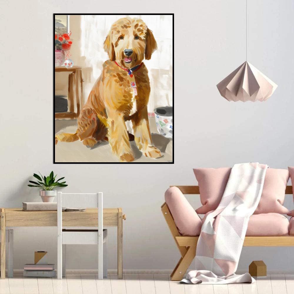DIY Adult Paint by Number Kits Goldendoodle Dog for Adults Beginners,Easy Acrylic Paint by Number,DIY by Numbers Kits on Canvas 16x20inch(40x50cm) Frameless