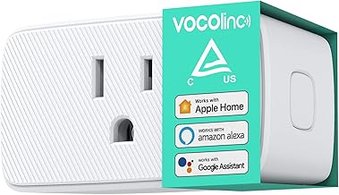 VOCOlinc Homekit Smart Plug Works with Alexa, Apple Home, Google Assistant, WiFi Smart Plug That Work with Alexa, Electrical Timer Outlet Support Siri, No Hub Required, 15A, 2.4GHz, 110～120V (1 Pack)