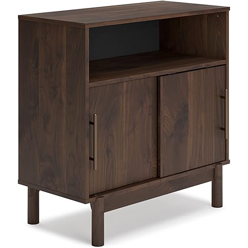 Signature Design by Ashley Calverson Modern Storage Display Accent Cabinet, Dark Brown, Large