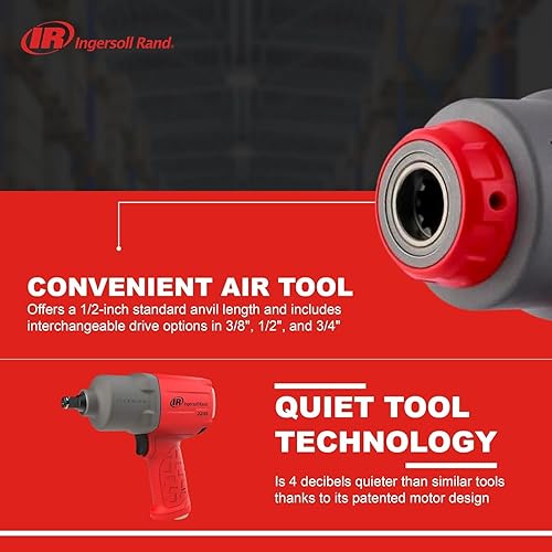 Miniatura 119 de Ingersoll Rand 2235TIMAX-O Llave de impacto neumática de 1/2 pulgada, torque de 1350 ft-lb, caja de martillo de titanio, retenedor de anillo