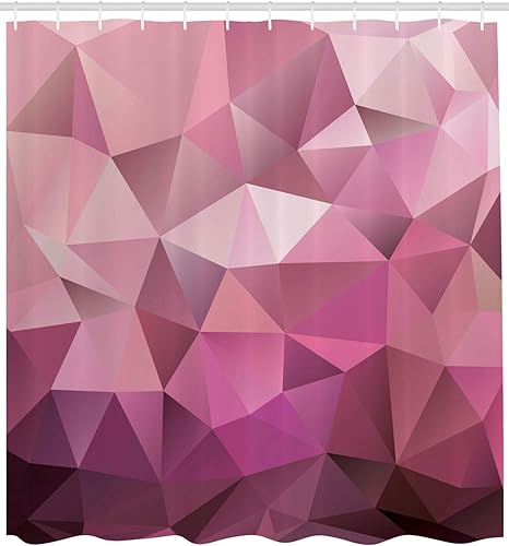 Miniatura 2 de Ambesonne Cortina de ducha abstracta, estilo triangular, formas geométricas, ilustración monocromática, tela de tela, juego de decoración de baño