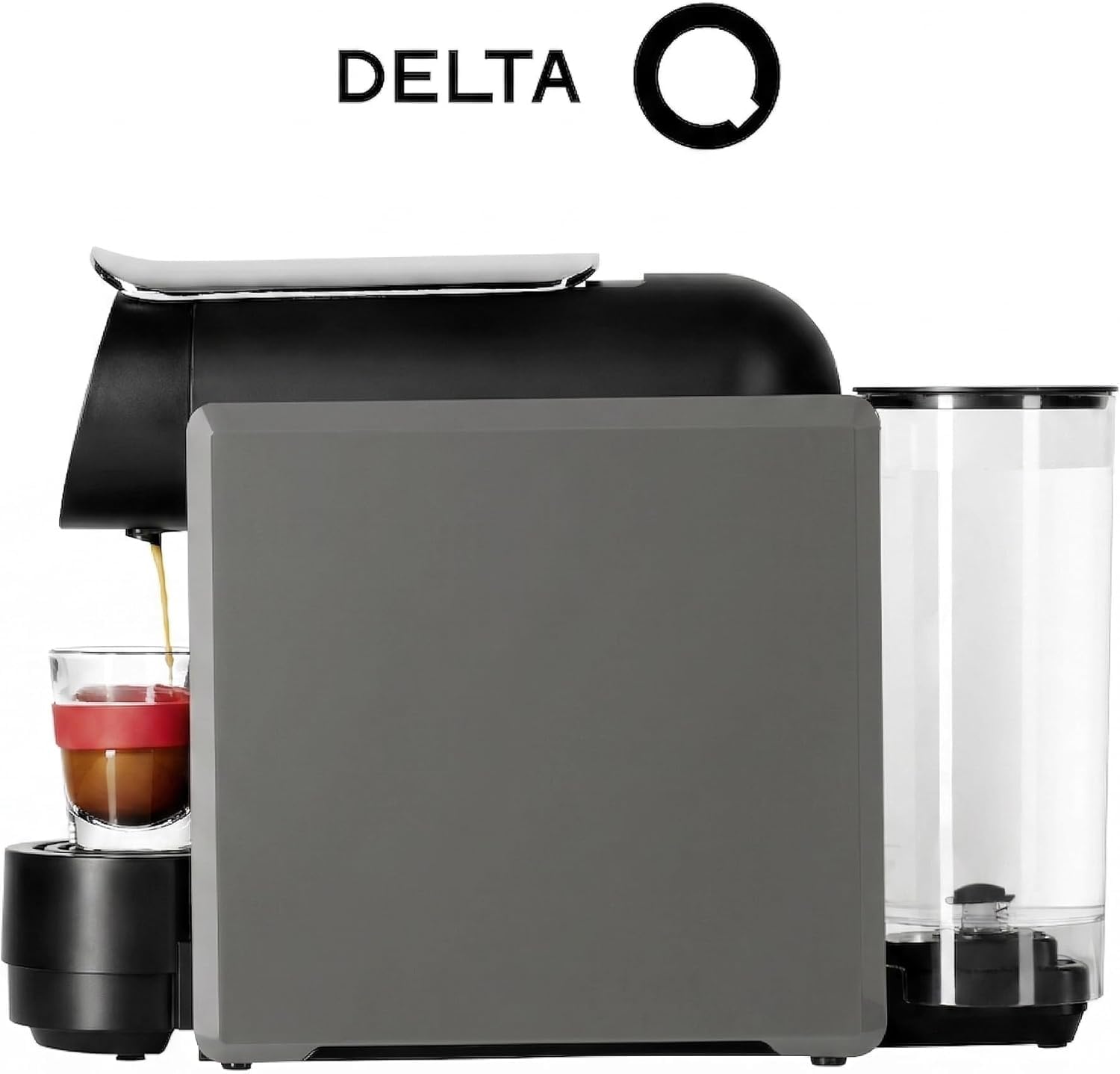 Cafetière à capsules Delta Q Mini Qool | Compatible avec les Capsules Delta Q, Design ultra-compact, Réservoir 0.6L, Rangement pour 7 capsules usagées
