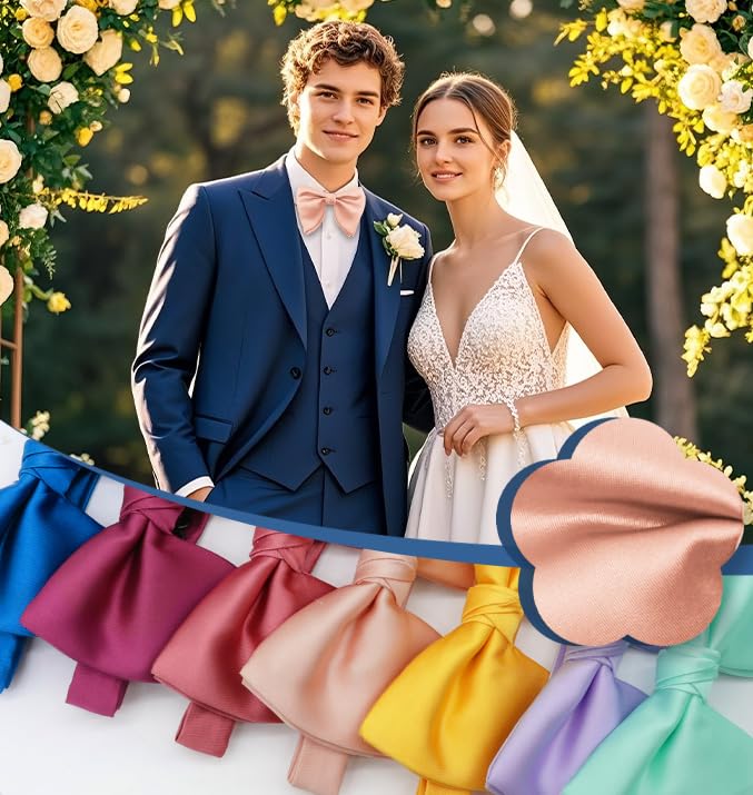 Image of Luckyvestir Oversized Bow Ties for Men, Pre Tied Clip on Men's Black Bowtie for Wedding Tuxedo Banquets Formal Wear