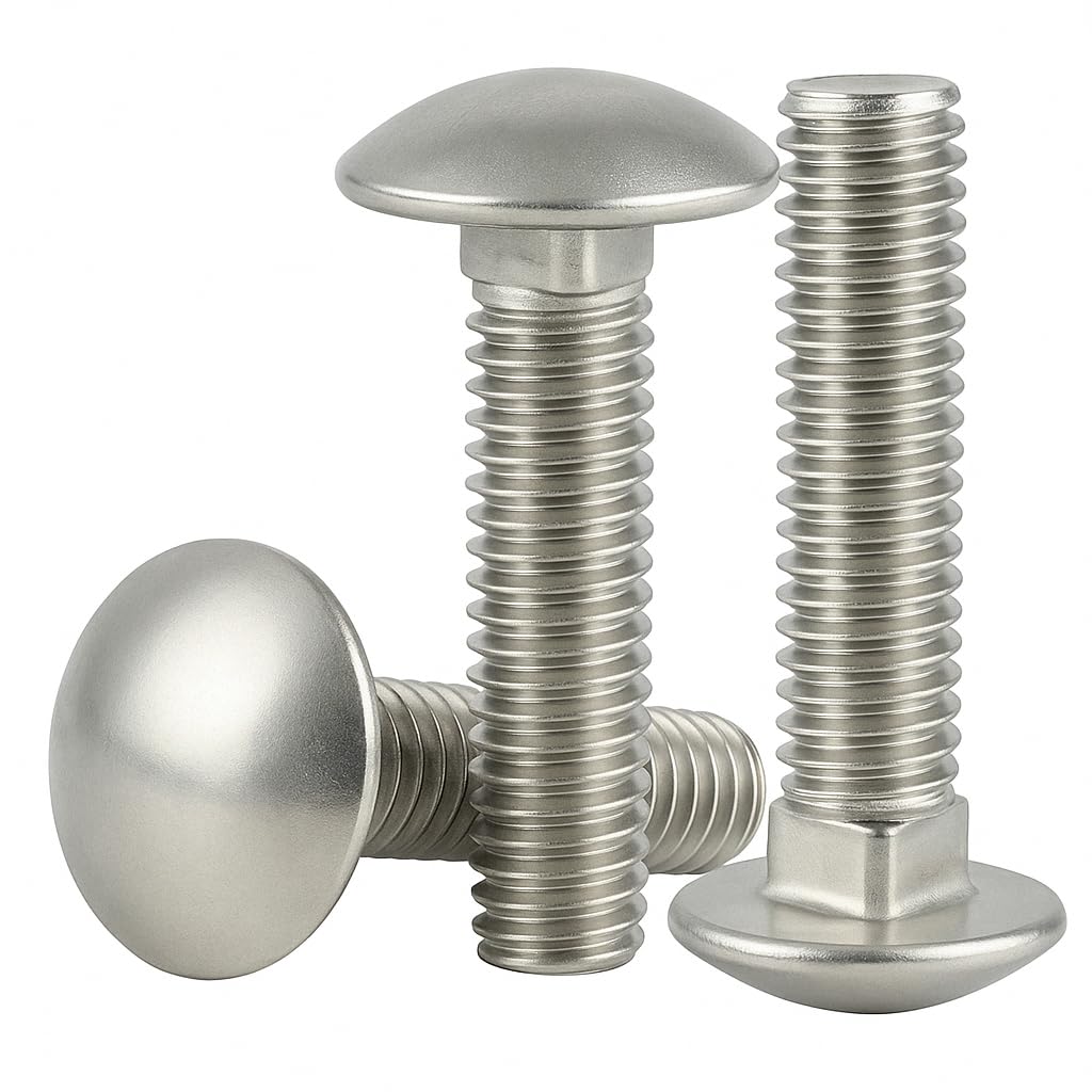 IMScrews 1/4"-20 x 1-1/4" Carriage Bolts, Round Head & Square Neck, Full Thread, 304 (18-8) Stainless Steel, Pack of 10