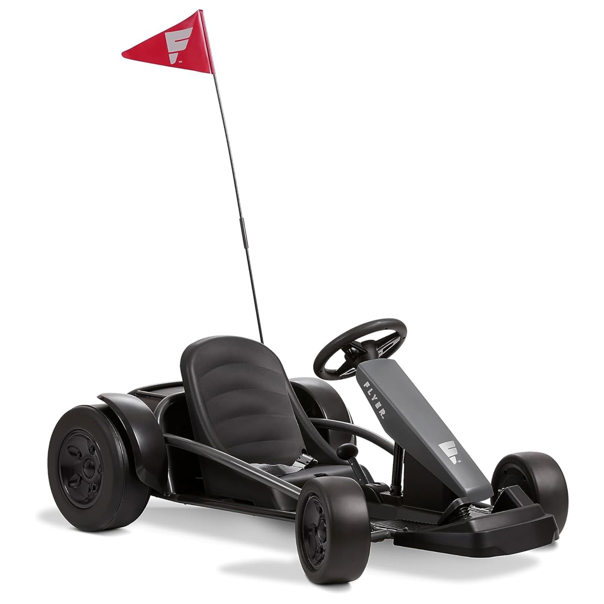 Radio Flyer 36V Battery-Powered Kids Electric Go-Kart with Adjustable Seat, Rubber Wheels, Grey