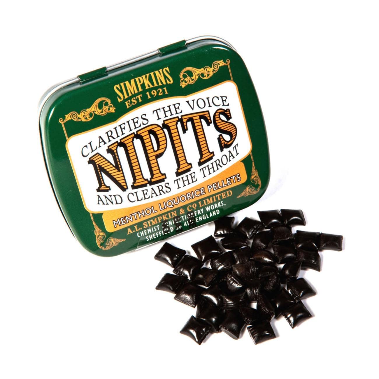 2 X Simpkins Natural Nipits Liquorice Pellets Menthol Tin 12g