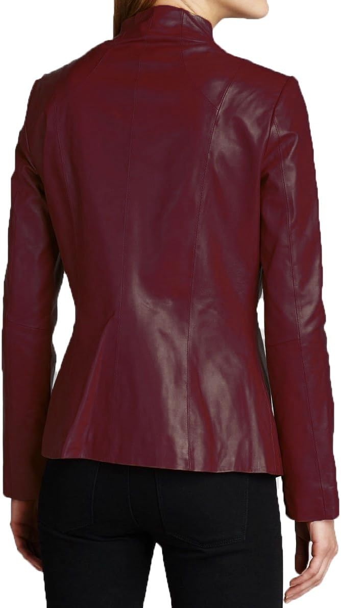 Womens Solid Cheezy Genuine Lambskin Leather Jacket, Biker Jacket - Image 2