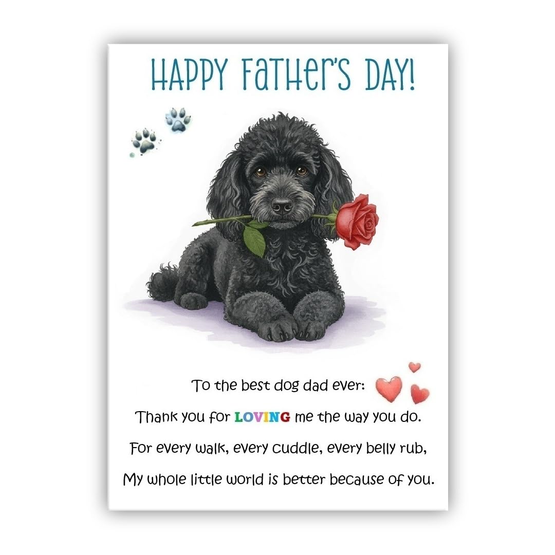Father’s Day Card From the Dog. Multiple Breeds Available. Cute Fathers Day Pet Card. To The Best Dog Dad Ever (• Poodle black)