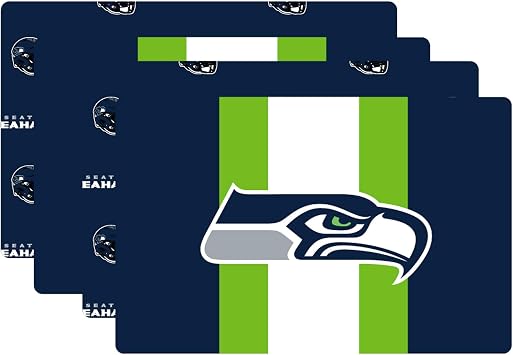 NFL Seattle Seahawks Big Logo Repeat 2-Sided Place Mat & Table Runner Set