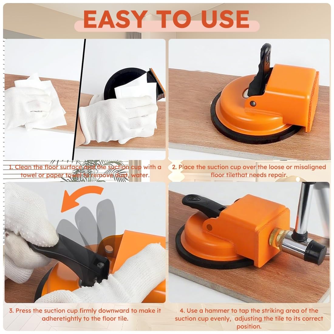 Herramienta fijadora de huecos de piso, kit de reparación de ventosa de nivelación de suelos laminados para fijar tablones de vinilo flotantes, huecos de madera, agarrador de hierro resistente para