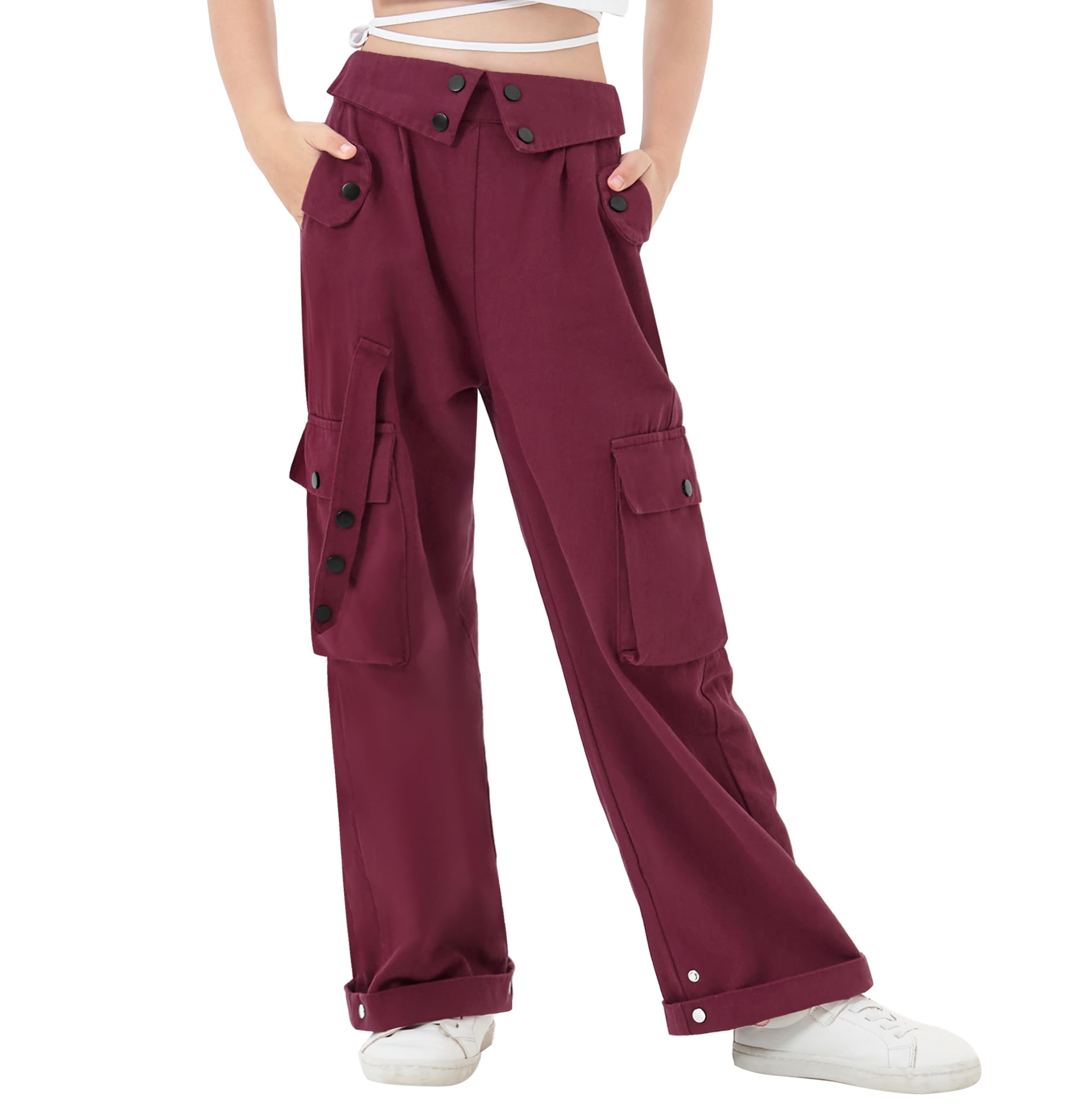 Pantalon cargo pour fille de 4 à 15 ans Rolanko avec poches amples - 8