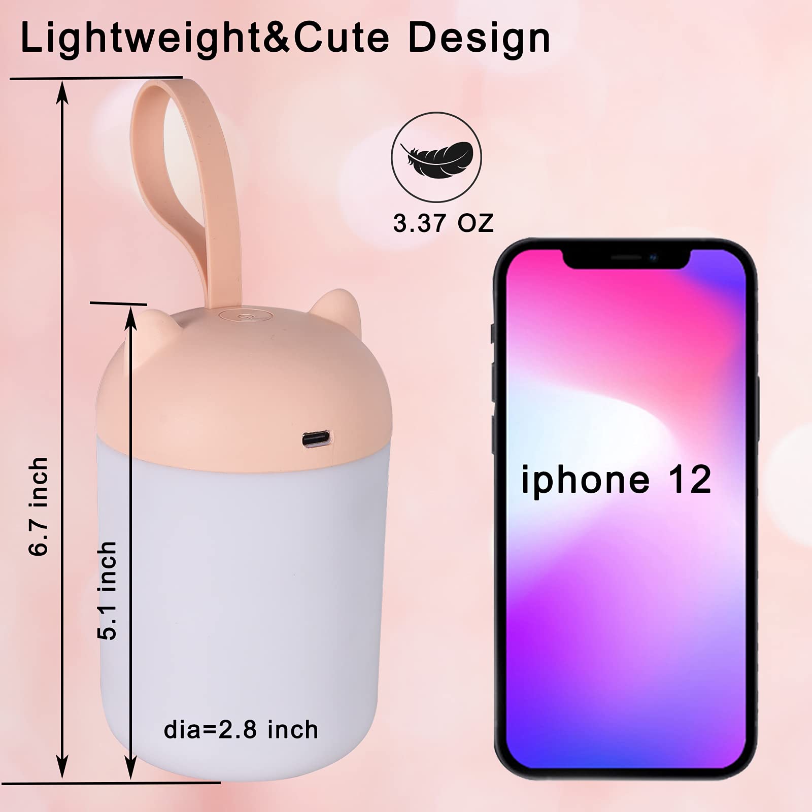 Kids Lantern Night Light,STARTOGO Portable Lamp Battery Powered,3000K Eye-Caring Warm Light,Stepless Dimmable,Rechargeable LED Tent Lantern,Perfect as Nursery Night Lights,Kids Camping Lantern.Pink.