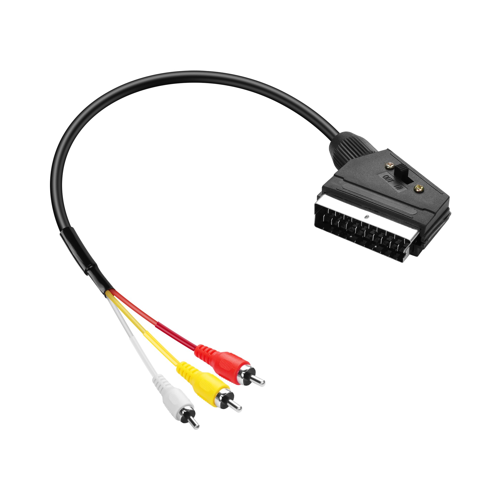 PNGKNYOCN Cavo adattatore da SCART a 3 RCA, commutabile da IN OUT Scart  maschio a cavo convertitore audio/video composito (0,5 M) : Amazon.it:  Elettronica