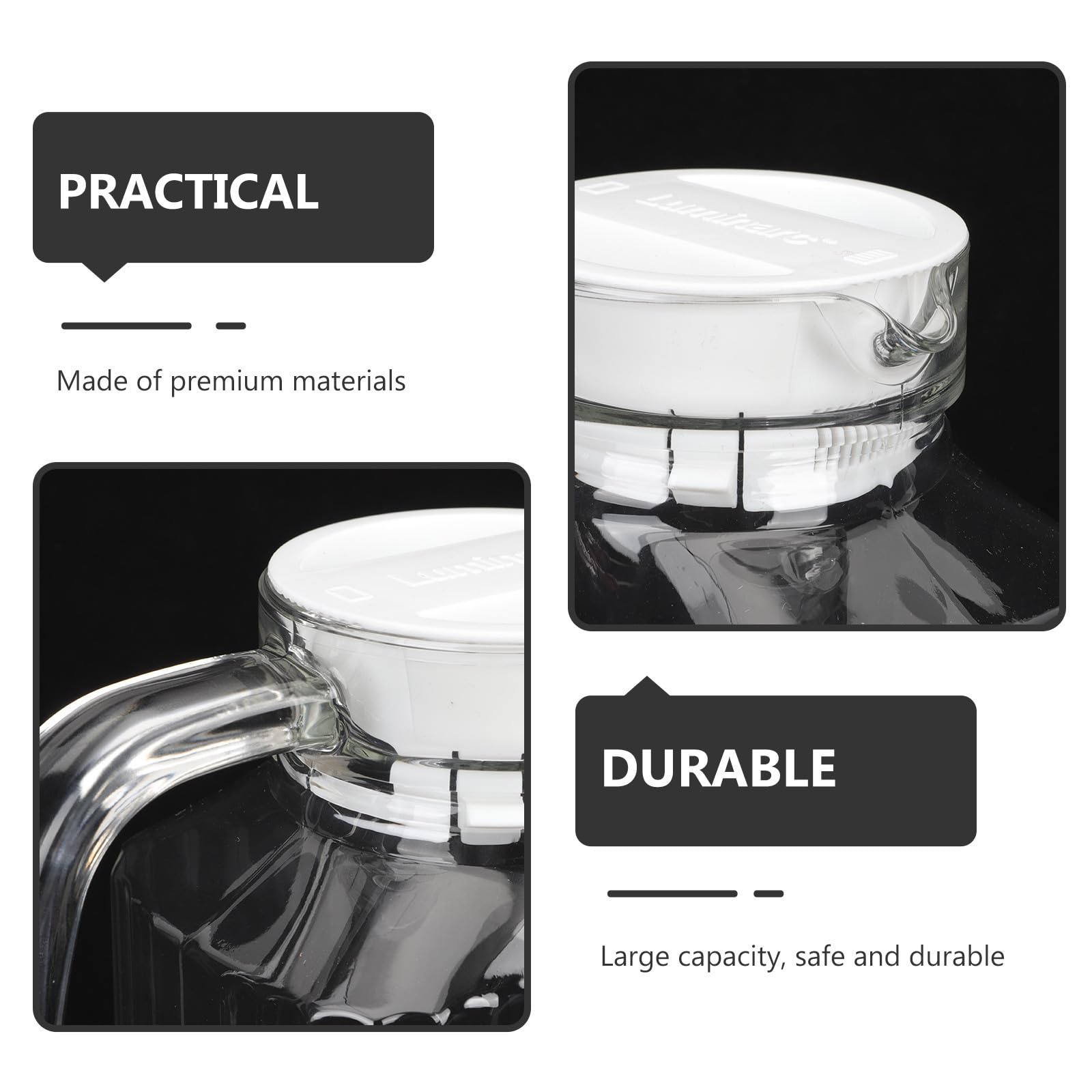Uonlytech Jarra de Vidrio Diseño Resistente para Agua Fría de 1.7l Gran Capacidad y Tapa Funcional para Verano Adecuado para Bebidas y Jugos en Casa